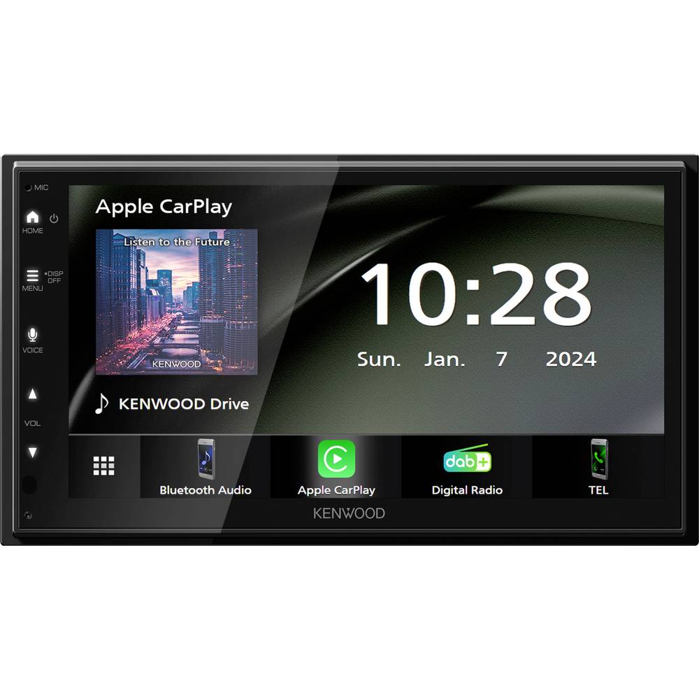 Kenwood JVC - Kenwood Electronics DMX5023DABS Schwarz 2 DIN 22 W NTSC PAL AAC FLAC MP3 Autoradio met scherm dubbel DIN Android Auto, Apple CarPlay, DAB+ tuner,