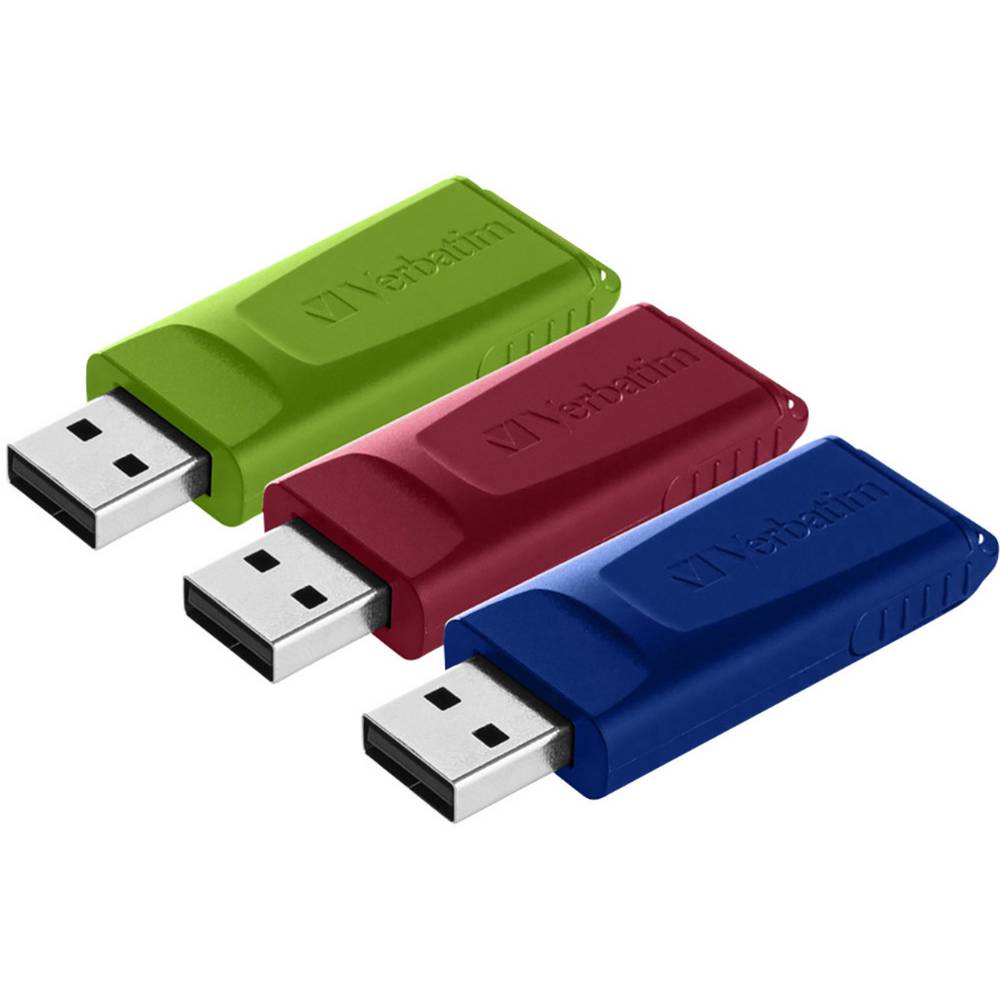 Verbatim Slider USB-stick 16 GB Rood, Blauw, Groen 49326 USB-A 2.0