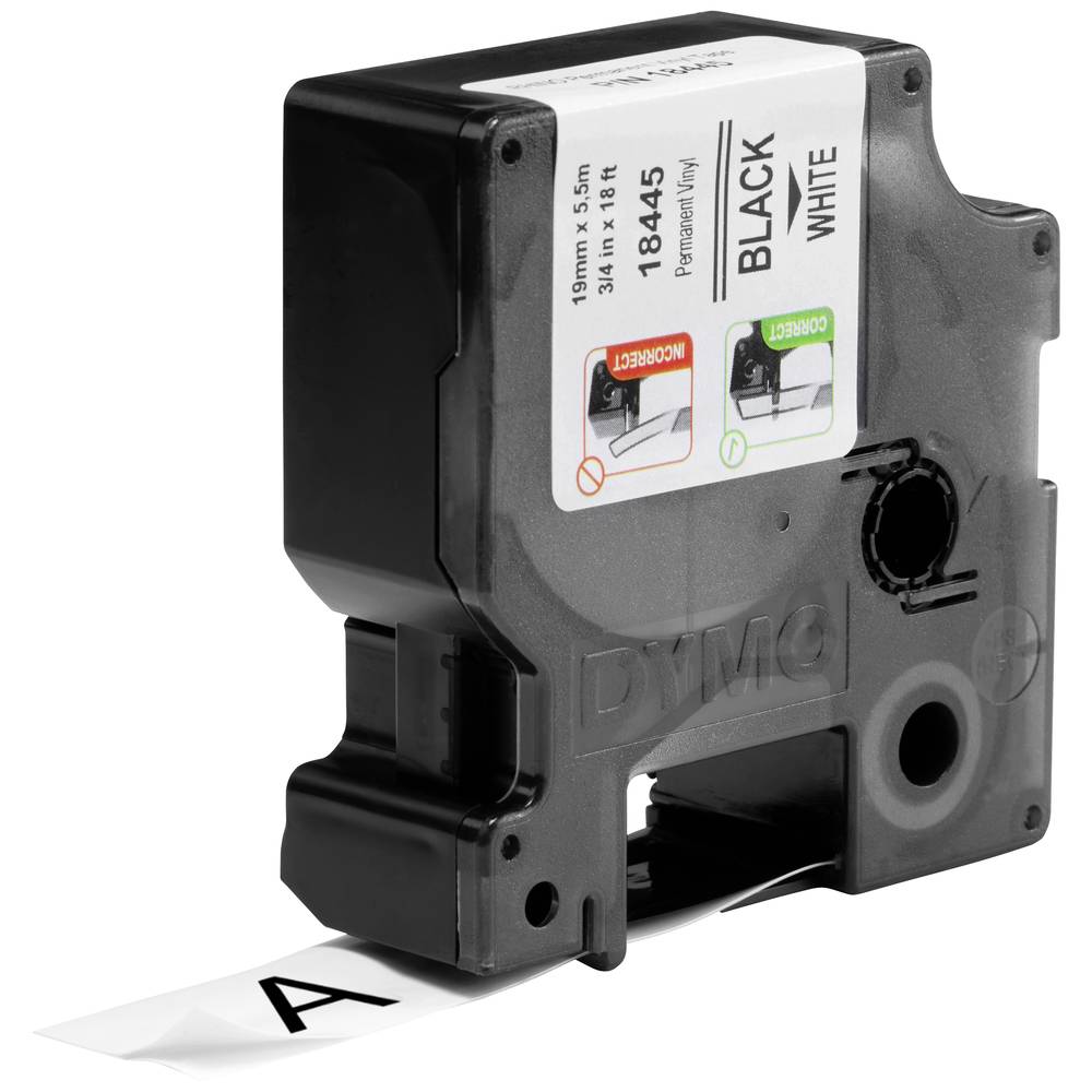 DYMO Rhino 19mm x 5,5m Zwart Wit Vinyl Labels