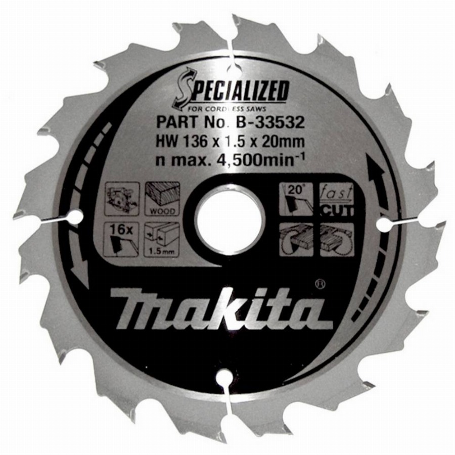 Makita Cirkelzaagblad Hout Specialized 136x20x1,5 16T