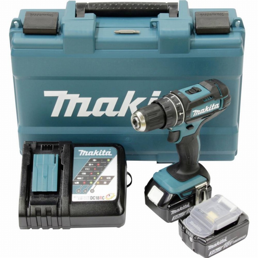 Makita DHP482RFE Accu-klopboor/schroefmachine 18 V 3.0 Ah Li-ion Incl. 2 accu's, Incl. lader