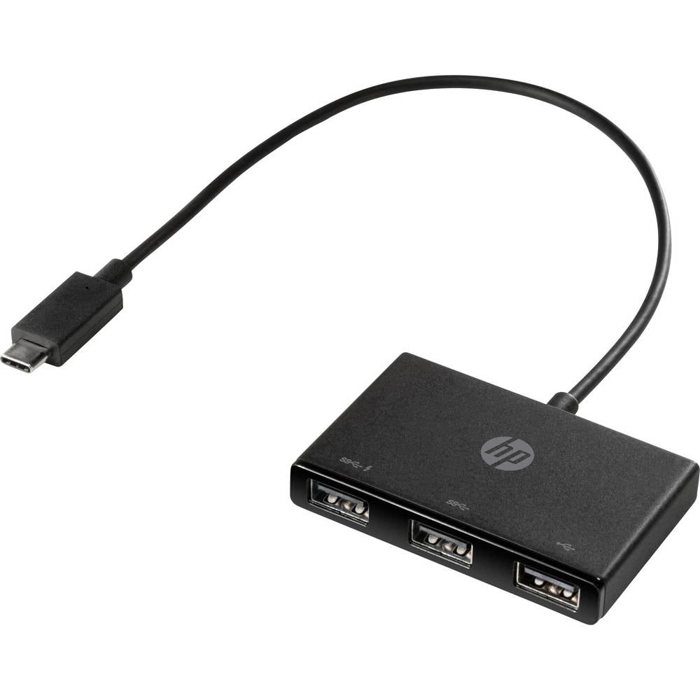 HP Inc. HP USB-C to USB-A – Hub – 3 x SuperSpeed USB 3.0 Z6A00AA USB-hub 3 poorten USB-A USB 3.2 Gen1 5 GBit/s Met USB-C stekker Zwart