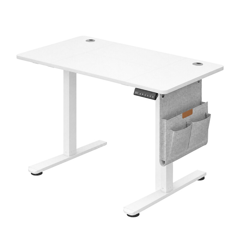 JOYFURNOS Elektrisch Zit Sta Bureau, Hoogte Verstelbaar, 120,1 x 60,1 cm, 4 Geheugenstanden, voor Thuiswerkplek, Wit