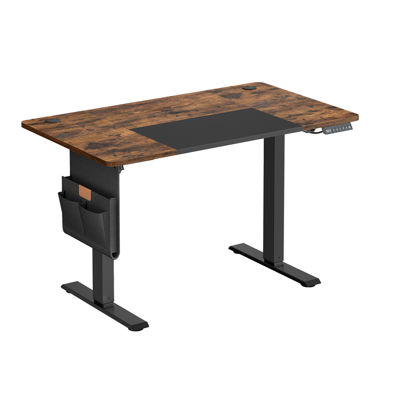 JOYFURNOS In hoogte verstelbaar bureau met geheugenfunctie en USB-C-aansluiting, 120 x 60 cm, bruin-zwart