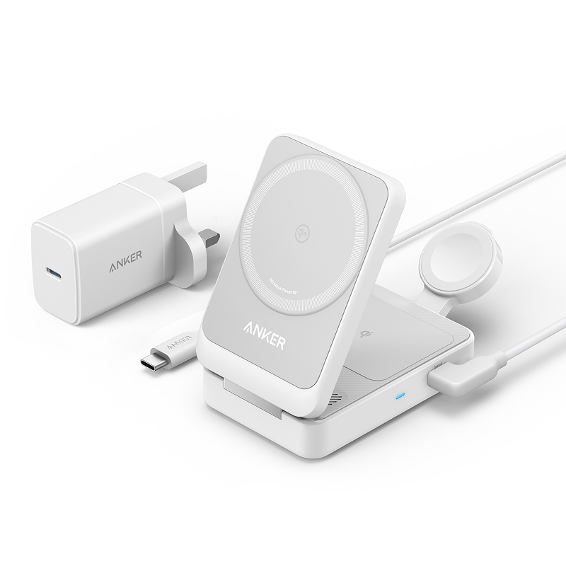 Anker Prime 3-in-1 MagGo Vouwbare Draadloze Oplader 15W Wit