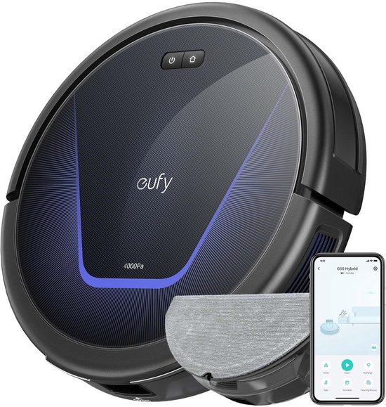 eufy G50 Hybride Robotstofzuiger met 4.000Pa Sterke Zuigkracht - Dynamische Navigatie - Proontwarrende Kam - Rolborstel - Dweilpad voor Lichte Oppervlakte Reiniging - Ideaal voor H…