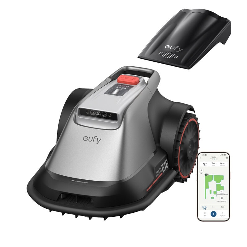 eufy E18 robotgrasmaaier zonder begrenzingskabel, geen signaaluitval, zonder RTK, TrueVision-technologie, GNSS-systeem, tuin tot 1200 m², precisie-randmaai, obstakelvermijding, app…