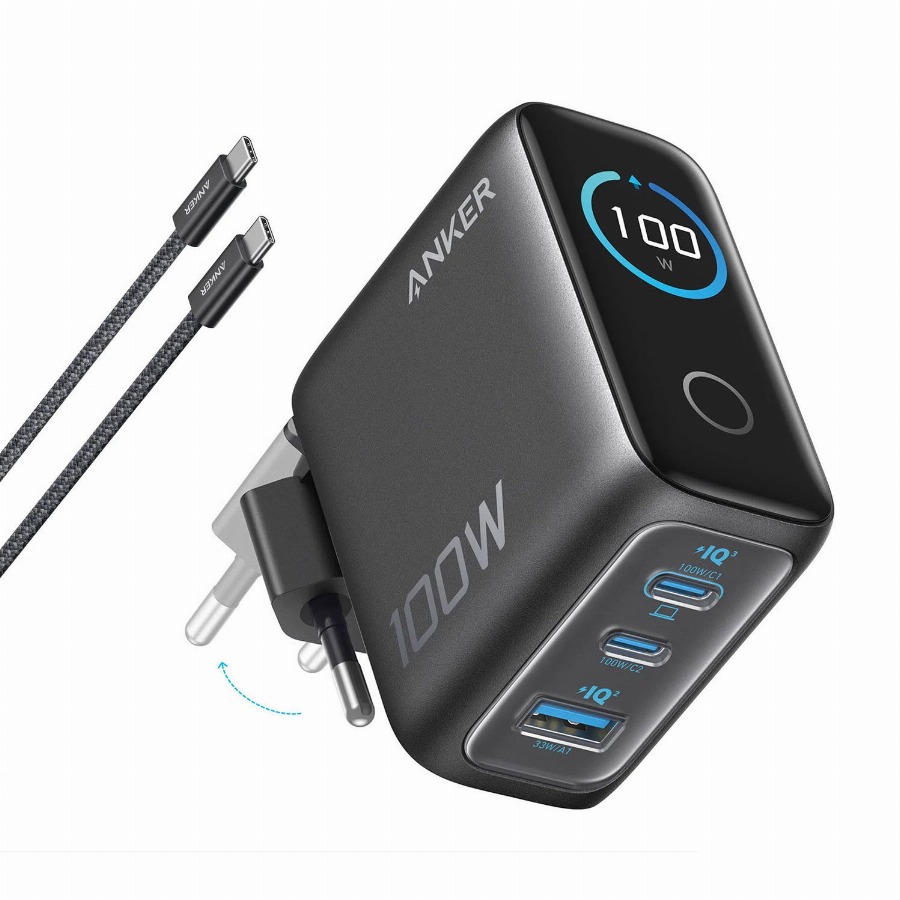 Anker Oplader 3 Usb Poorten 100W Power Delivery 3.1 Zwart