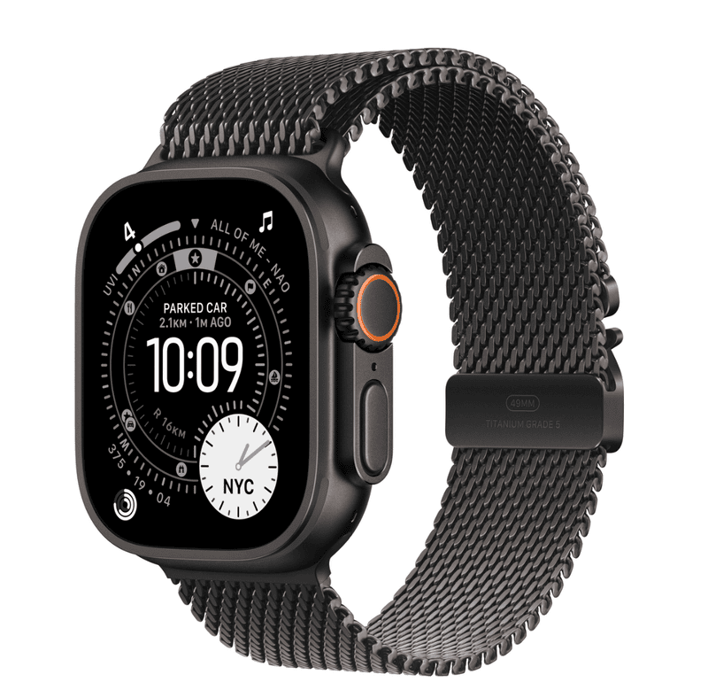APPLE WATCH ULTRA 3 GPS + CELLULAR 49MM BLACK TITANIUM CASE WITH BLACK TITANIUM MILANESE LOOP - M