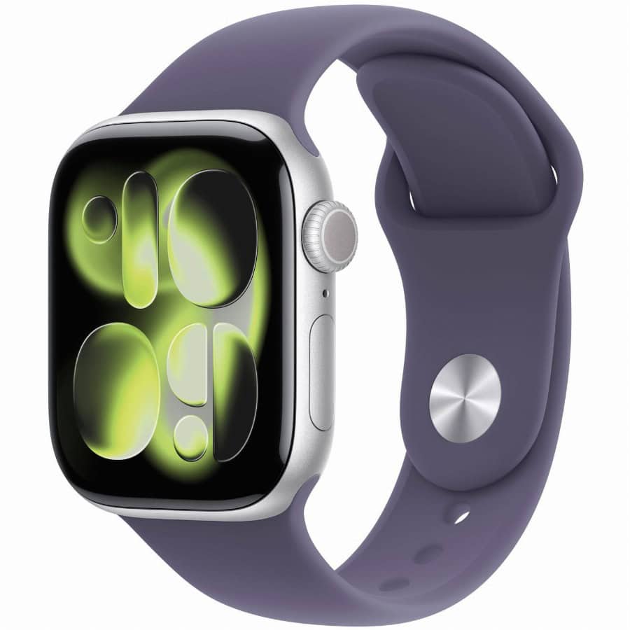 APPLE WATCH SERIES 11 GPS + CELLULAR 42MM SILVER ALUMINIUM CASE WITH PURPLE FOG SPORT BAND - S/M