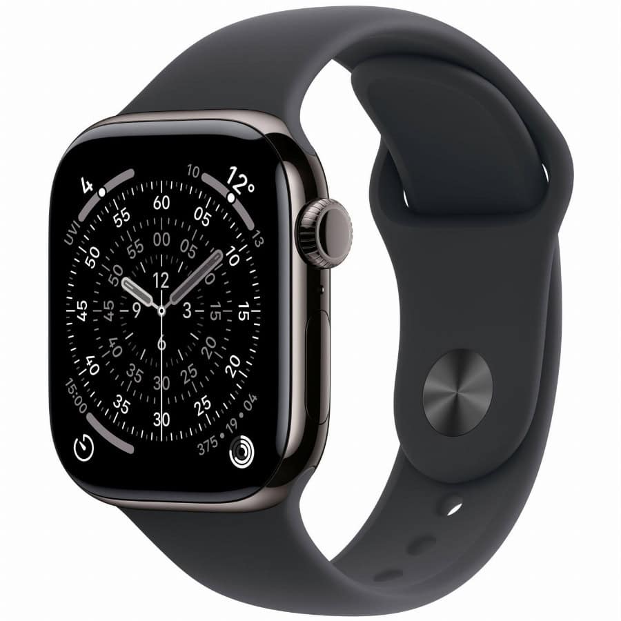 APPLE WATCH SERIES 11 GPS + CELLULAR 42MM SLATE TITANIUM CASE WITH BLACK SPORT BAND - S/M
