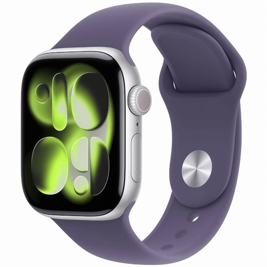 APPLE WATCH SERIES 11 GPS 42MM SILVER ALUMINIUM CASE WITH PURPLE FOG SPORT BAND - S/M
