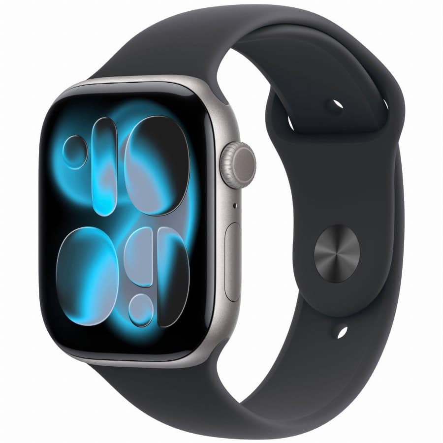 APPLE WATCH SERIES 11 GPS 46MM SPACE GREY ALUMINIUM CASE WITH BLACK SPORT BAND - M/L