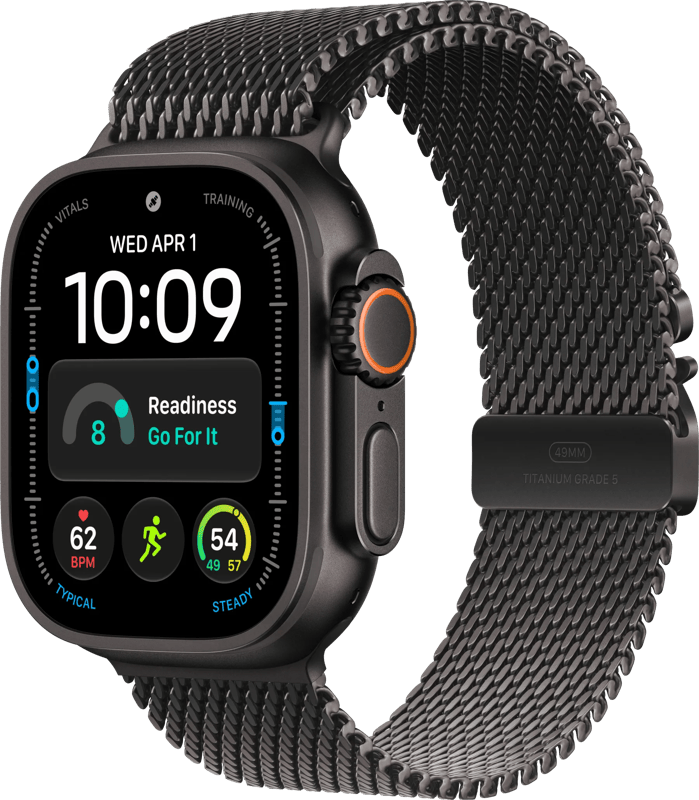 Apple Watch Ultra 4 Cellular 49mm Zwart Milanese Band L