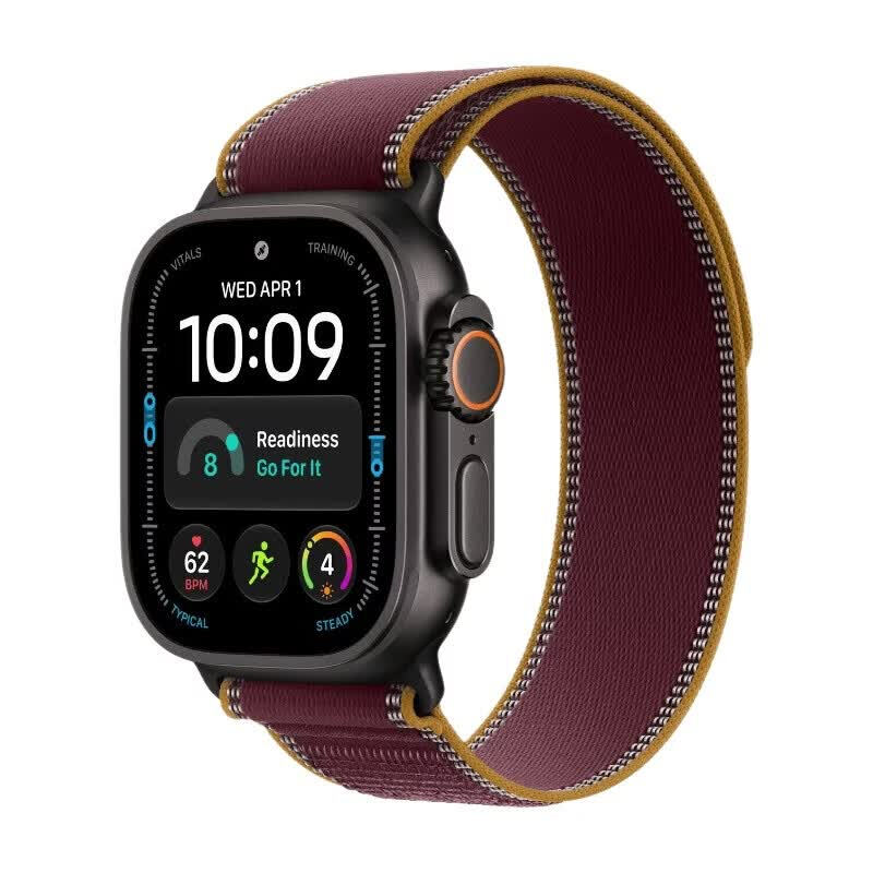 APPLE Watch Ultra 4 GPS Cellular 49mm Black Titanium Case with Burgundy Trail Loop - M/L