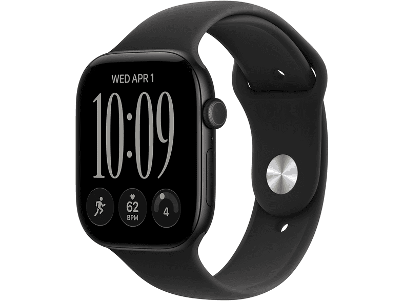 APPLE Watch Series 12 GPS 46mm Black Aluminium Case with Black Sport Band - M/L