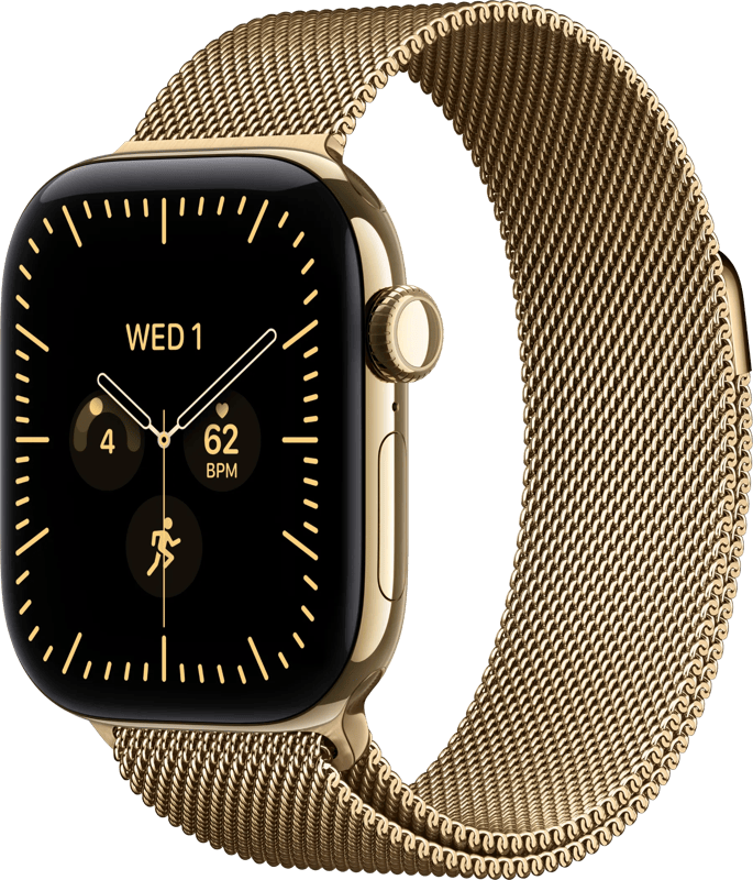 Apple Watch Series 12 Cellular 42mm Titanium Goud Milanese Band