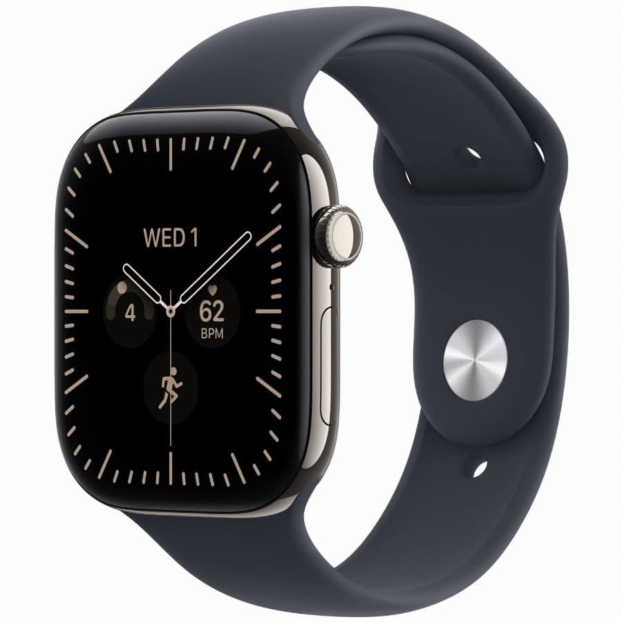 APPLE Watch Series 12 GPS Cellular 46mm Natural Titanium Case with Navy Blue Sport Band - M/L