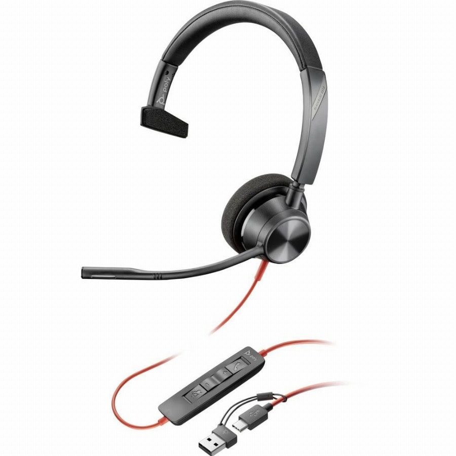HP Poly Blackwire C3310 On Ear headset Kabel Mono Zwart Ruisonderdrukking (microfoon), Noise Cancelling Headset, Volumeregeling, Microfoon uitschakelbaar