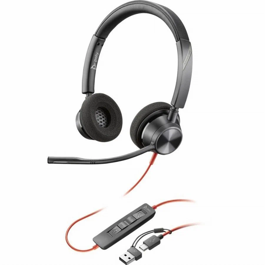 HP Poly Blackwire C3320 On Ear headset Kabel Stereo Zwart Ruisonderdrukking (microfoon) Headset, Volumeregeling, Microfoon uitschakelbaar (mute) Computer