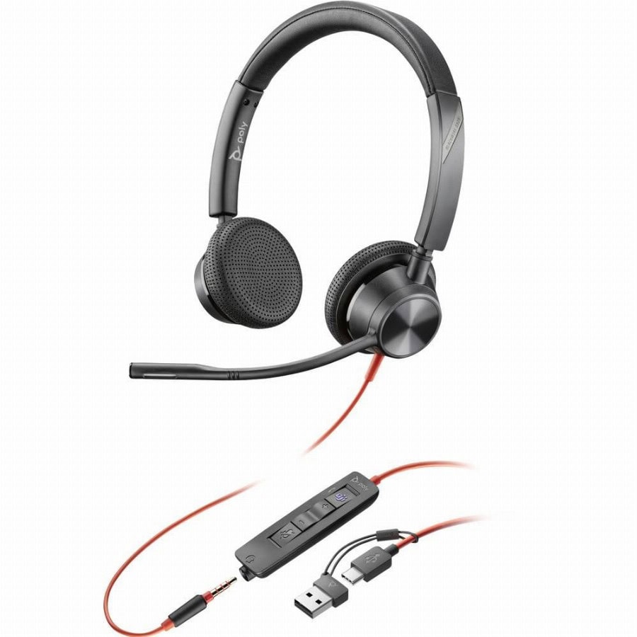 HP Poly Blackwire C3325-M On Ear headset Kabel Stereo Zwart Ruisonderdrukking (microfoon) Headset, Volumeregeling, Microfoon uitschakelbaar (mute) Computer