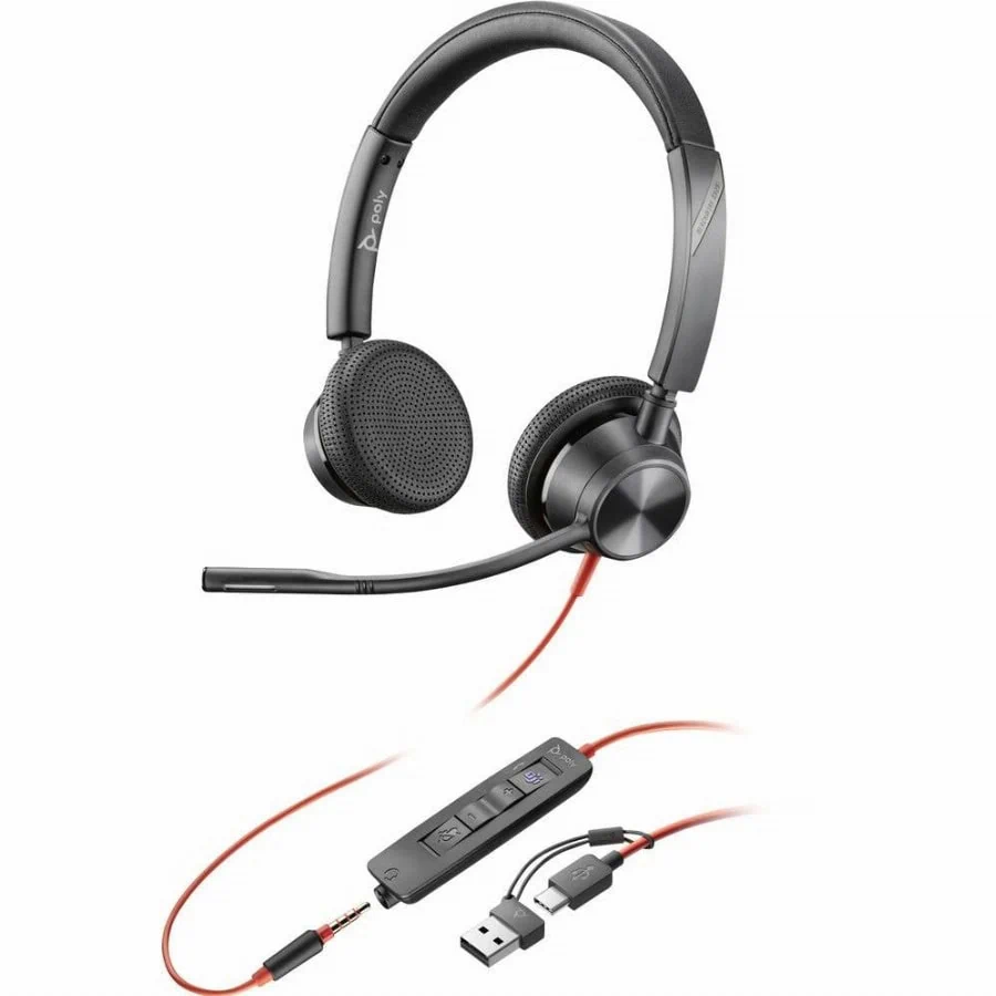 HP Poly Blackwire C3325-M On Ear headset Kabel Stereo Zwart Ruisonderdrukking (microfoon) Headset, Volumeregeling, Microfoon uitschakelbaar (mute) Computer