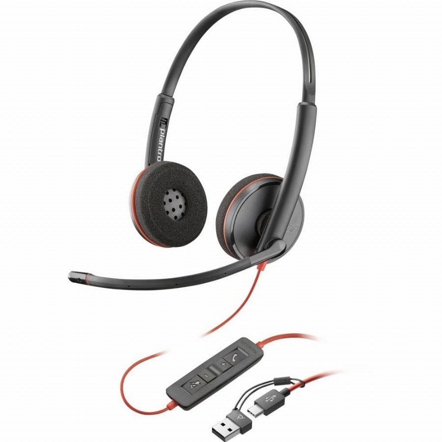 HP Poly Blackwire C3220 Over Ear headset Kabel Stereo Zwart Noise Cancelling Headset, Volumeregeling, Microfoon uitschakelbaar (mute) Computer