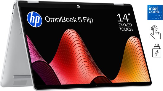 HP OmniBook 5 Flip 14-fp0770nd - 2-in-1 Laptop - 14 Inch OLED Full HD 16:10 - Intel Core 7 - 16 GB - 512 GB - Touchscreen - qwerty