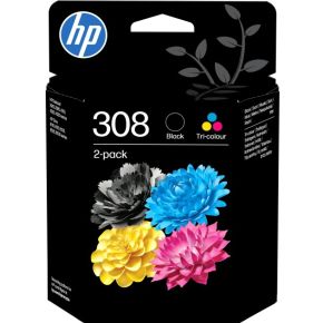 HP 308 originele 2-pack combo zwarte/driekleureninktcartridges