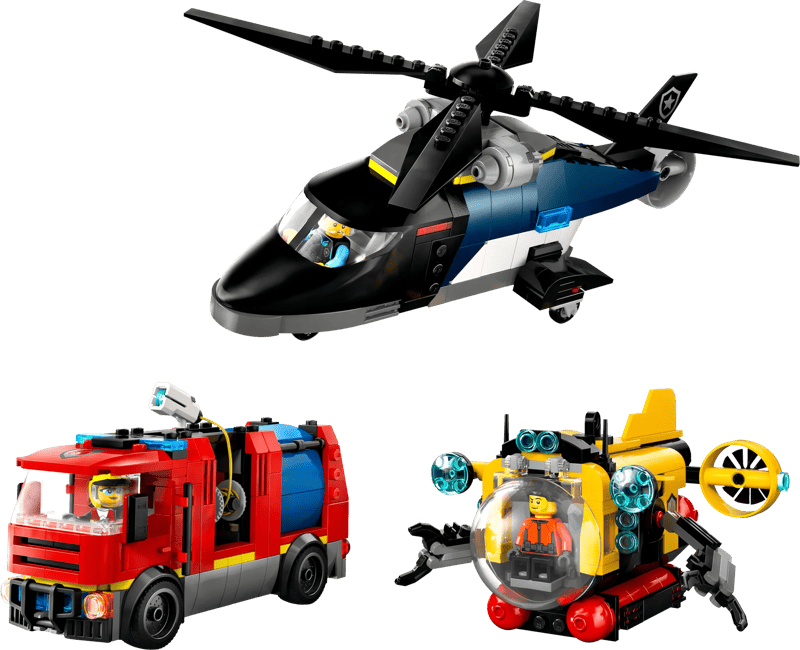 LEGO City Helikopter, Brandweerauto en onderzeeër remix 60462