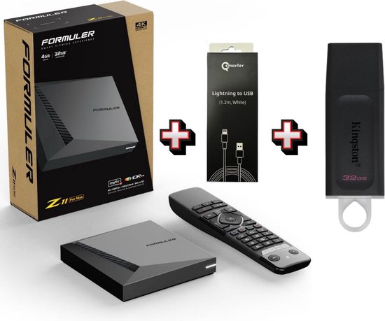 Formuler Z11 Pro Max + 64GB USB + Qsmarter Lader (Android 4K Set-top box)