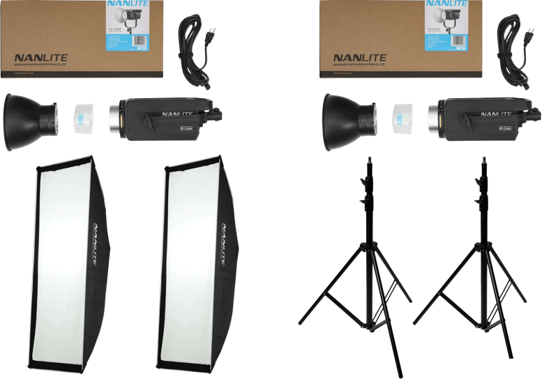 Nanlite FS300B LED Bi-Color Dual Kit (met lightstand en softbox)