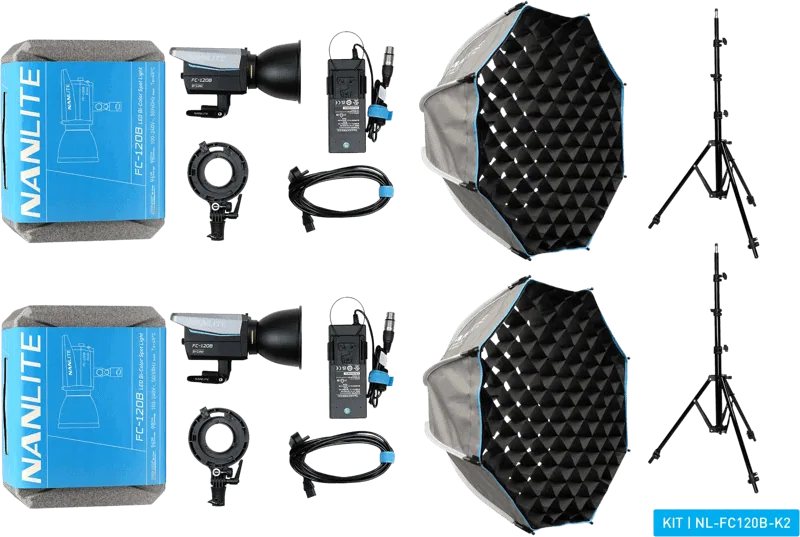 Nanlite FC-120B LED Bi-Color Spot Light Dual Kit (met lightstand en softbox)