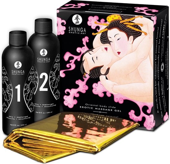 Shunga Erotic Art - Oosterse massagegel aardbei & Cava 500