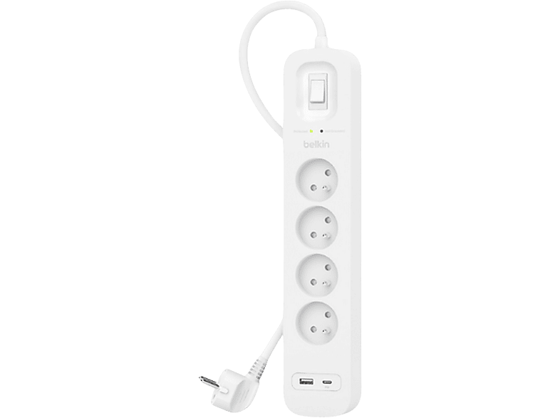 Belkin Surge Protection 4 Outlet 2 Meter Usb C Wit