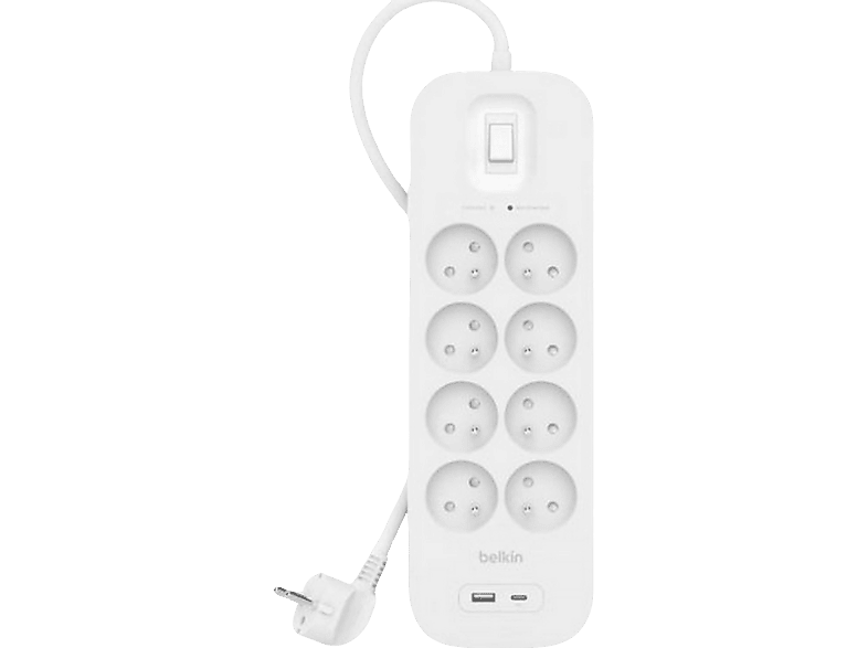 Belkin Surge Protection 8 Outlet 2 Meter Usb C Wit