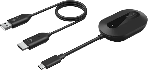 Belkin ConnectAir Draadloze HDMI-adapter – USB-C naar HDMI – Full HD 1080p 60Hz – Bereik tot 40 m – Plug-and-play – Zwart