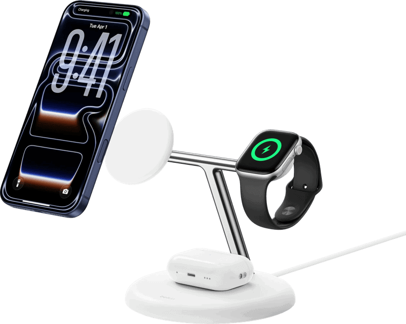 Belkin 3-in-1 Draadloze Oplader met MagSafe 25 Watt Wit