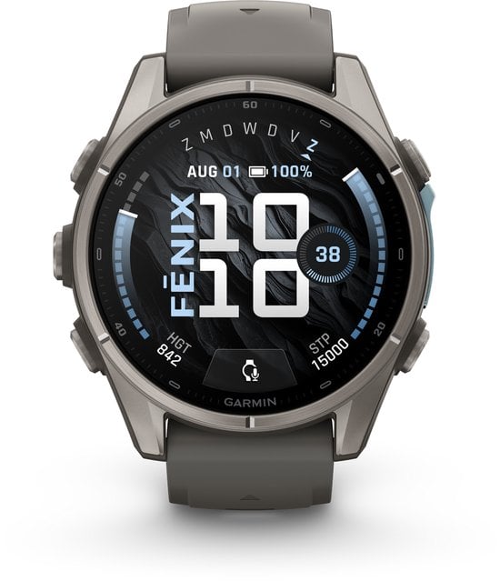 GARMIN FENIX 9 43 MM TITANIUM WITH PEBBLE GRAY SILICONE BAND