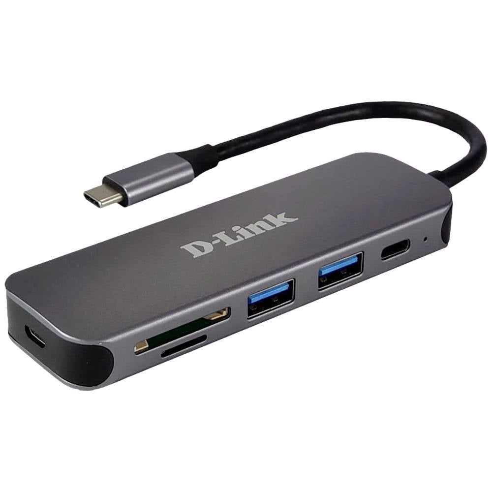 D-Link DUB-2325/E DUB-2325/E USB-hub 2 + 2 poorten USB-A, USB-C, SD, Micro-SD USB 3.0 5 GBit/s Met USB-C stekker Antraciet