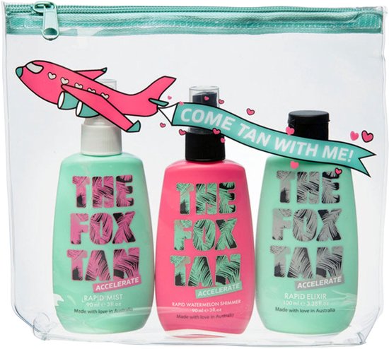 The Fox Tan Jet-Setter Trio: Rapid Elixir, Mist & Watermelon Shimmer 390 Zonnecrème