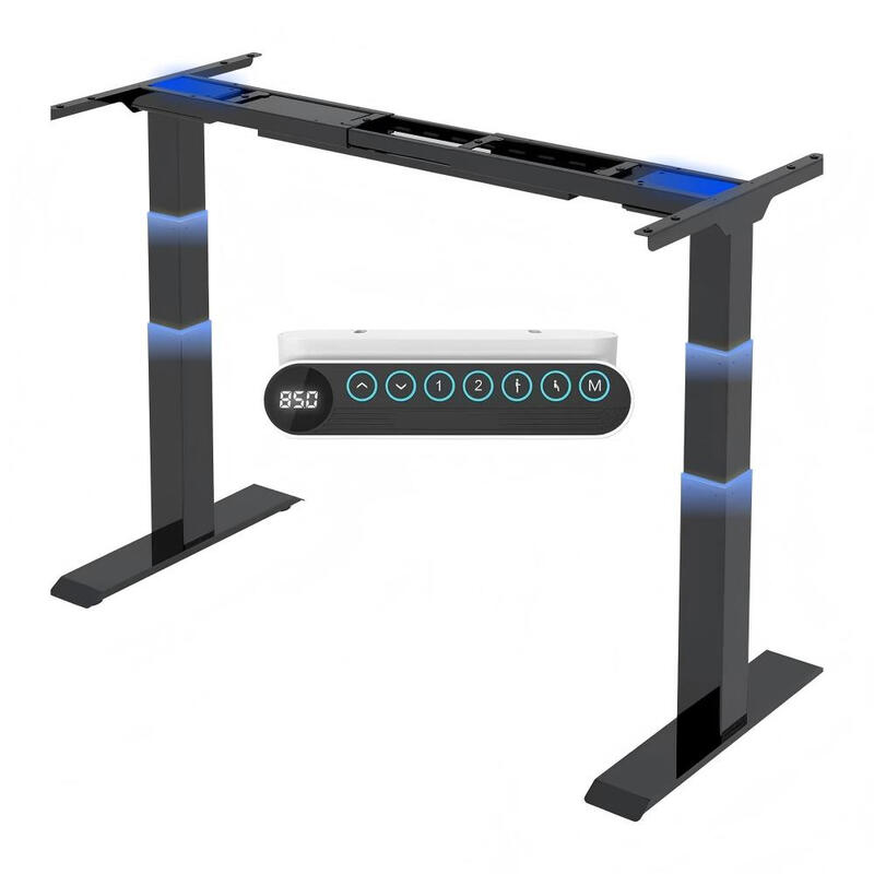 FlexiSpot E6 in hoogte verstelbaar bureauframe, elektrisch met 2 motoren, 3-traps verstelbare poten met 4 geheugenvoorkeuren en USB, draagvermogen tot 160 kg (E6 Premium zwart)