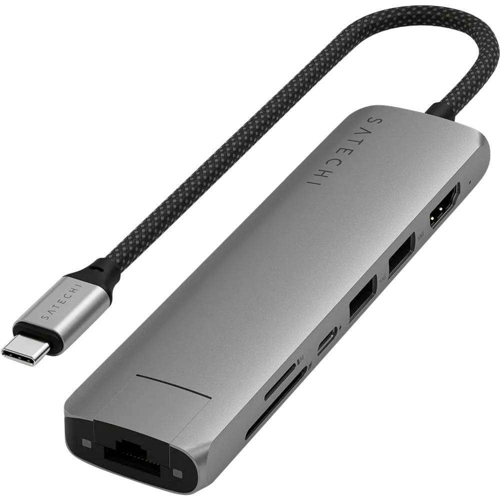 Satechi Usb C 7-in-1 Slim Multiport Adapter met Ethernet Space Grey