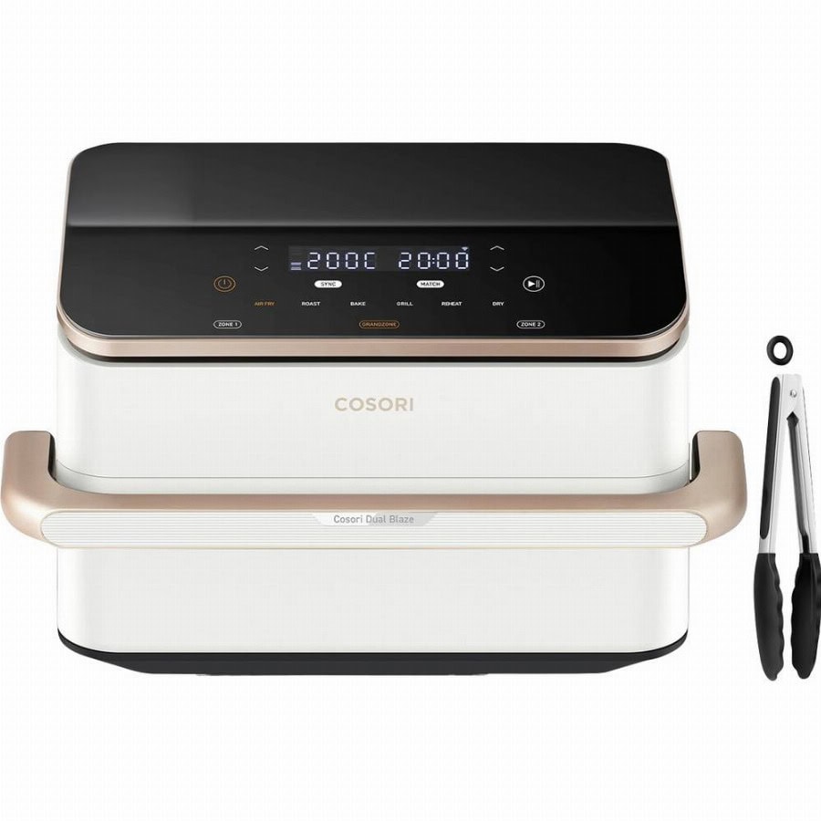 Cosori DualBlaze TwinFry 10 l 2800 W Appbased, Vaatwasserbestendig, Digitale timer, Grillfunctie Rose gold, Wit