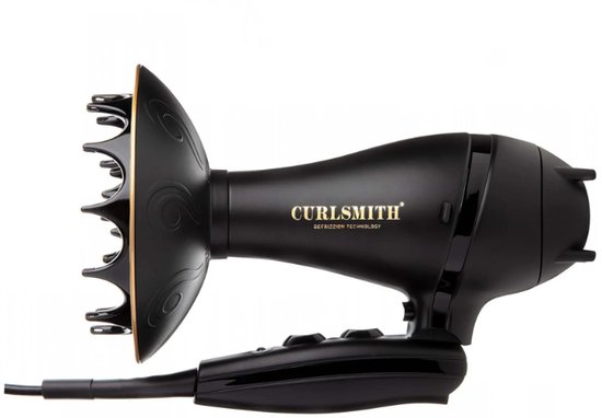 Curlsmith - Defrizzion Travel Dryer & XL Diffuser + Föhn Voor Krullen – Anti-Frizz – Ionische Haardroger - Krullenföhn - 15CM Diffuser - Föhn