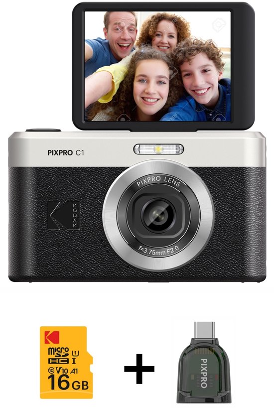 Kodak PIXPRO C1 Zwart + 16GB Geheugenkaart + Pixpro Cardreader