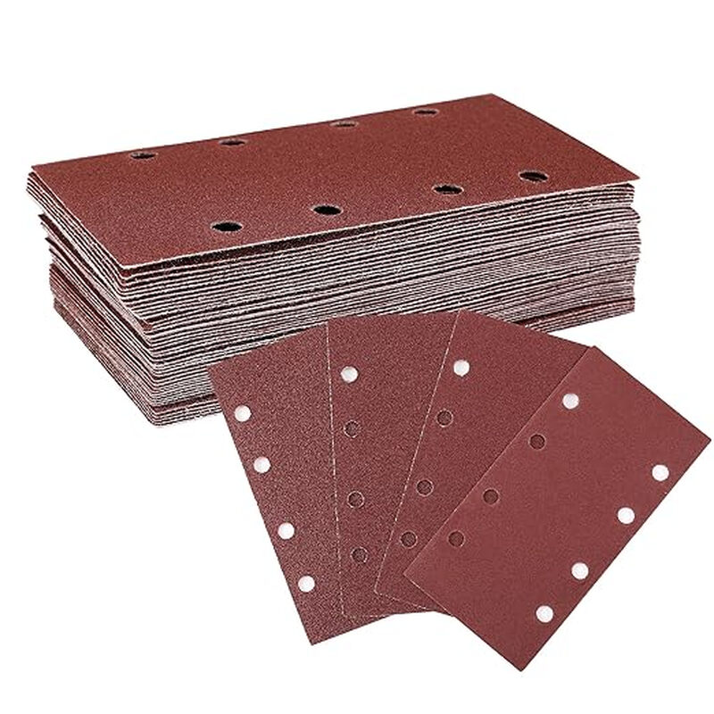 WORKPRO schuurpapierset, 100 stuks klittenband schuurpapier korrel 40/60/80/120, 8 gaten, accessoires voor multischuurmachine en excentrische schuurmachine, voor hout, metaal en ve…