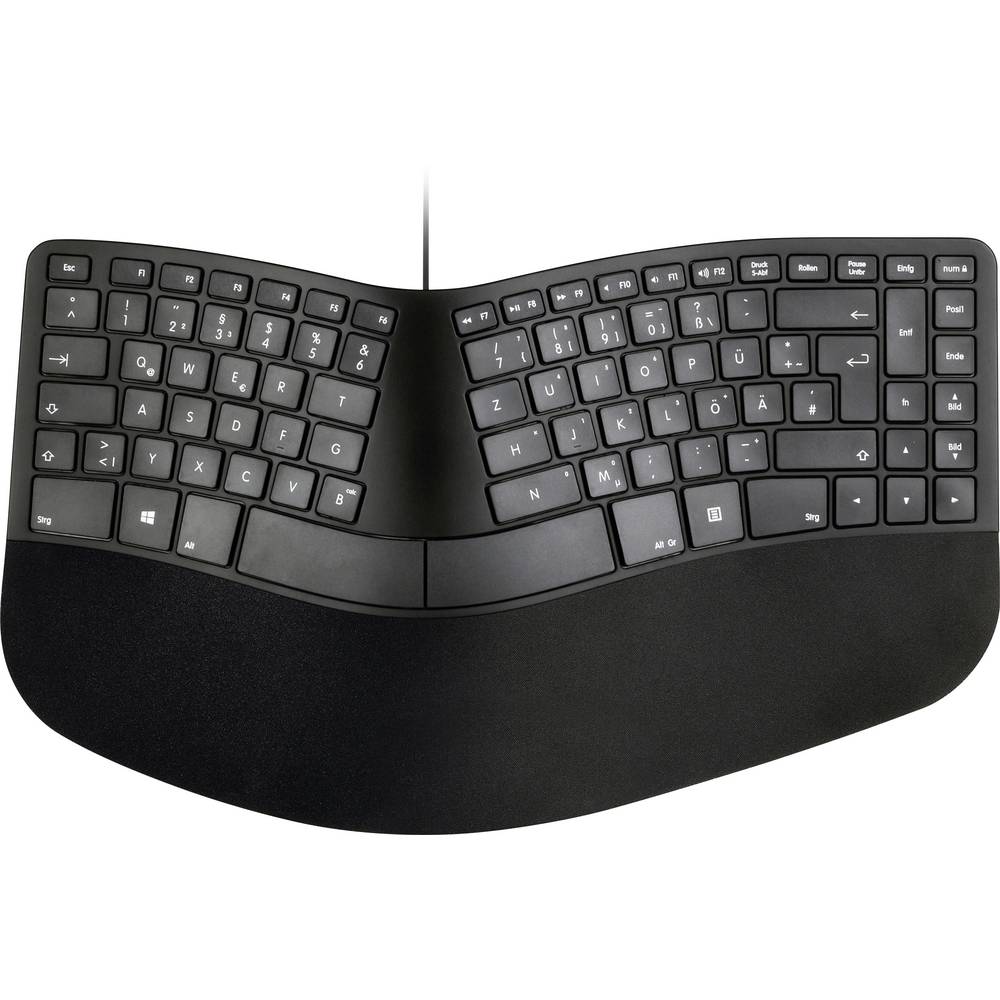 Matias FK313PC-DE Sculpted Ergonomic Wired Keyboard for PC Toetsenbord USB QWERTZ, Duits Zwart Ergonomisch
