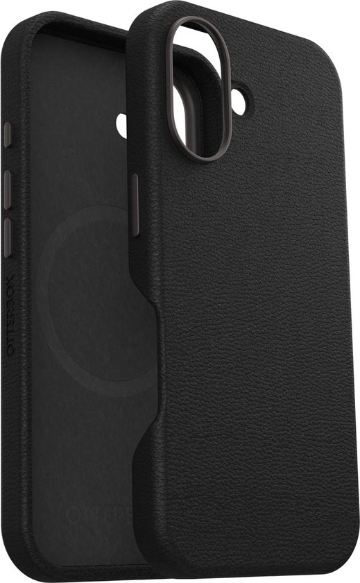 OtterBox Symmetry Apple iPhone 16 Back Cover met MagSafe Magneet Leer Zwart