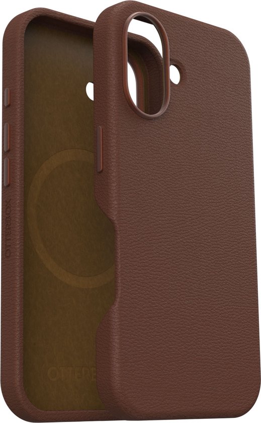 OtterBox Symmetry Apple iPhone 16 Back Cover met MagSafe Magneet Leer Bruin